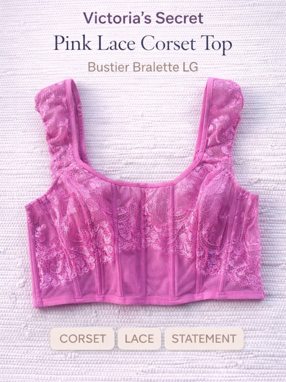 Victoria's Secret Hot Pink Lace Bustier Bralette